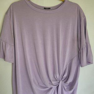 Jodiful Lavender colored tie up tee blouse